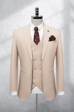 Bộ Suit Kem Nhạt Kẻ Sọc Modern Fit TGS369